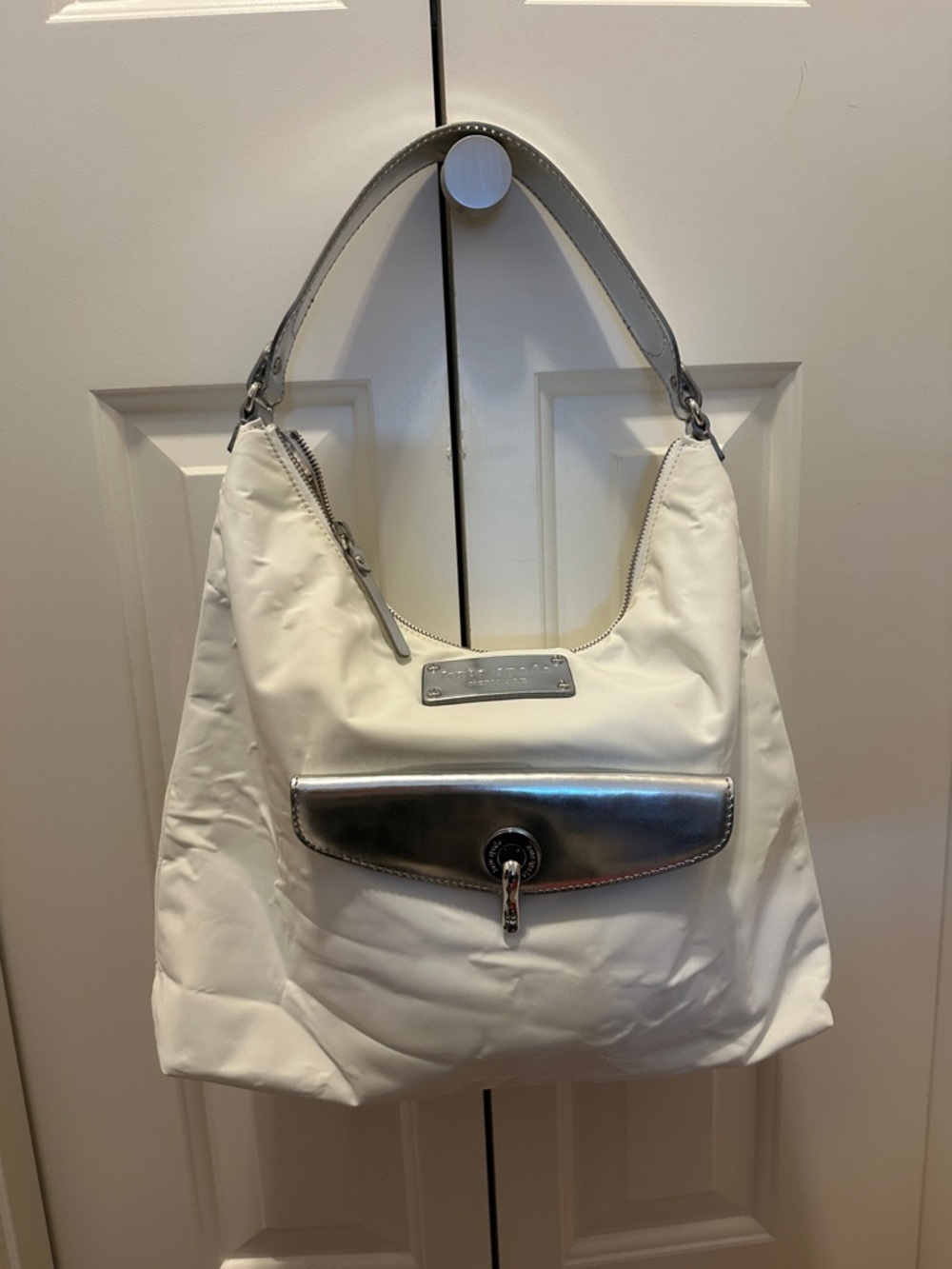 White kate spade vintage Shoulder Bag with Silver Accent